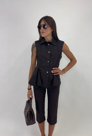 Pantalone - Pantalone capri NRE794 - Marrone - VEVI