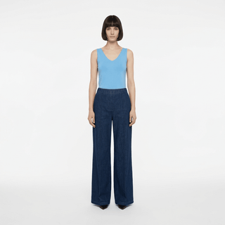 Pantalone - Pantalone denim palazzo LUE56729 - Blu denim scuro - VEVI