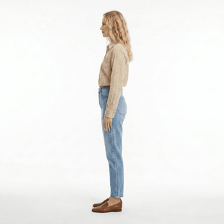 Pantalone - Pantalone denim pince tasca america DFE25011 - blu medio denim - VEVI