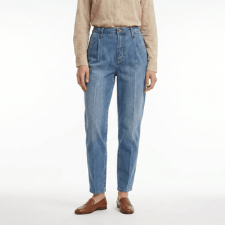 Pantalone - Pantalone denim pince tasca america DFE25011 - blu medio denim - VEVI