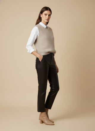 Pantalone - Pantalone ecopelle trombetta - Moro - VEVI