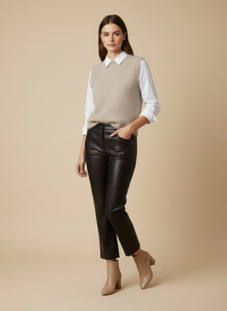 Pantalone - Pantalone ecopelle trombetta - Moro - VEVI