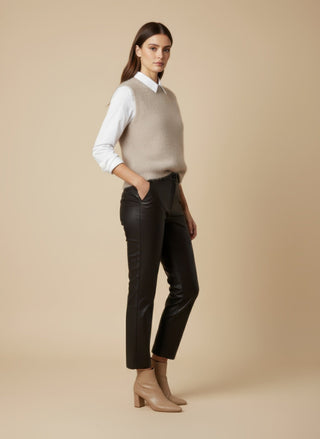 Pantalone - Pantalone ecopelle trombetta - Moro - VEVI