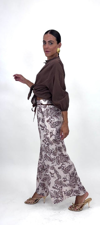 Pantalone - Pantalone fantasia mussola GFE7277-2 - Ecru - VEVI