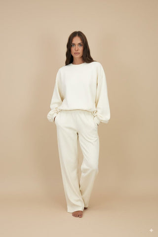 Pantalone - Pantalone felpa palazzo elastico - Burro - vevi.it