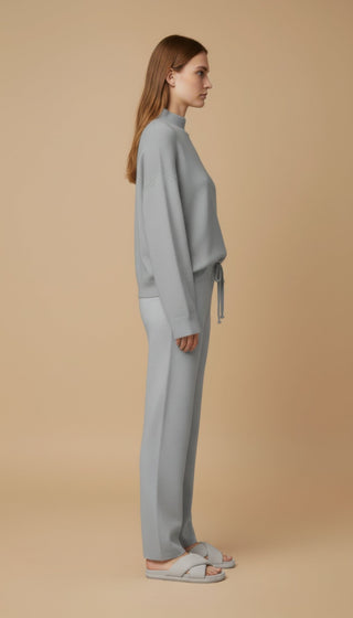 Pantalone - Pantalone in maglia coulisse - Beige melange - vevi.it