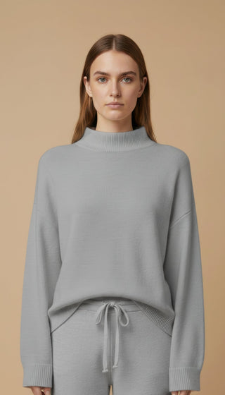 Pantalone - Pantalone in maglia coulisse - Beige melange - vevi.it