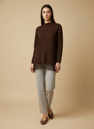 Pantalone - Pantalone in maglia coulisse - Beige melange - VEVI