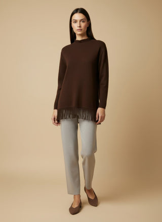 Pantalone - Pantalone in maglia coulisse - Beige melange - VEVI