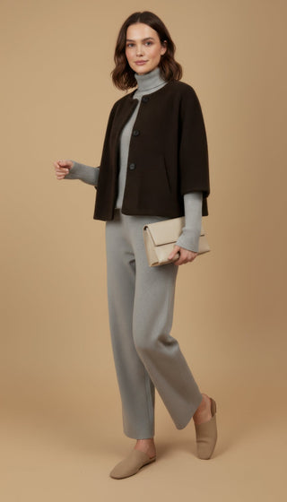 Pantalone - Pantalone in maglia coulisse - Beige melange - vevi.it