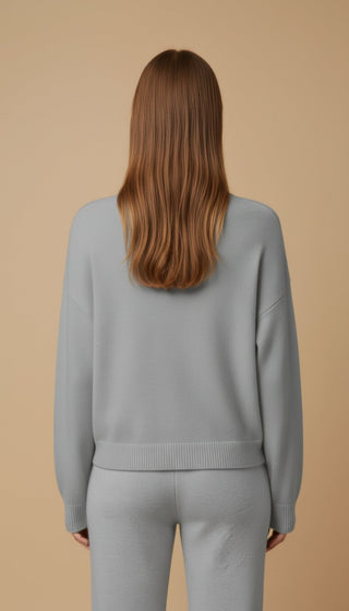 Pantalone - Pantalone in maglia coulisse - Beige melange - vevi.it