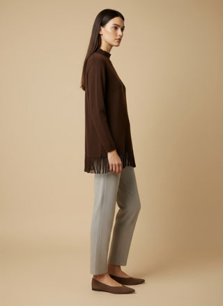 Pantalone - Pantalone in maglia coulisse - Beige melange - VEVI