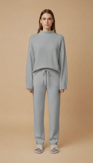 Pantalone - Pantalone in maglia coulisse - Beige melange - vevi.it