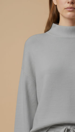 Pantalone - Pantalone in maglia coulisse - Beige melange - vevi.it