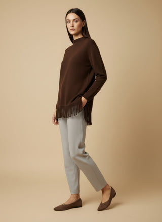 Pantalone - Pantalone in maglia coulisse - Grigio melange - VEVI