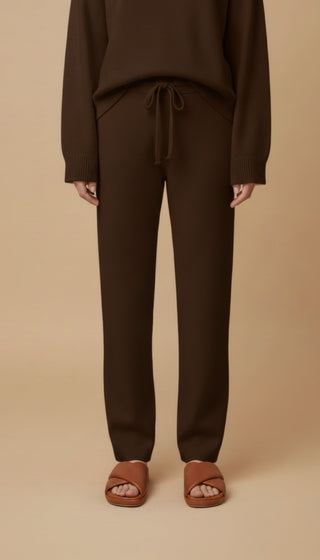 Pantalone - Pantalone in maglia coulisse - Marrone - vevi.it