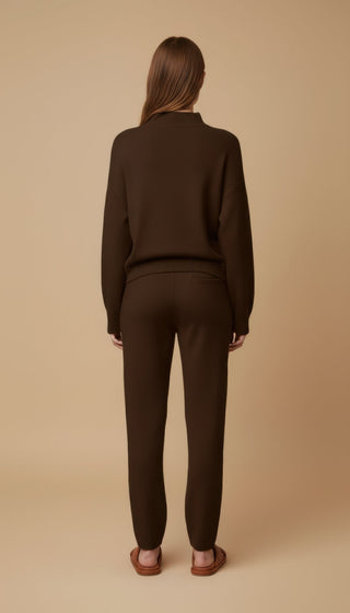 Pantalone - Pantalone in maglia coulisse - Marrone - vevi.it