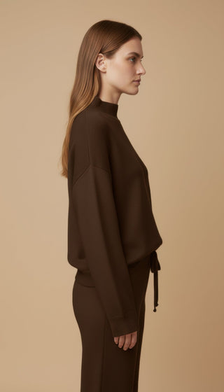 Pantalone - Pantalone in maglia coulisse - Marrone - vevi.it