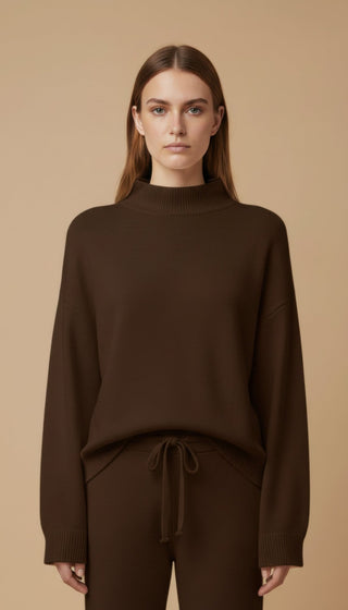 Pantalone - Pantalone in maglia coulisse - Marrone - vevi.it