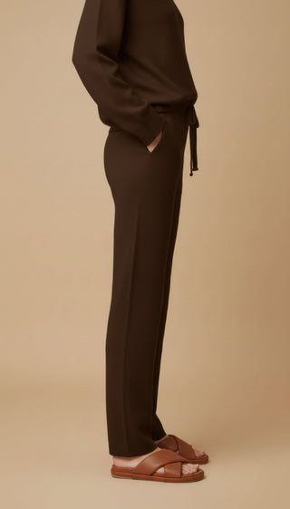 Pantalone - Pantalone in maglia coulisse - Marrone - vevi.it