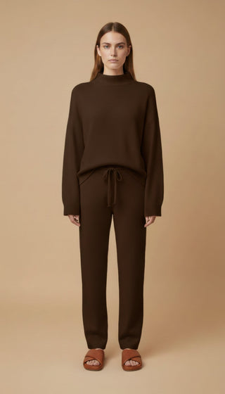 Pantalone - Pantalone in maglia coulisse - Marrone - vevi.it