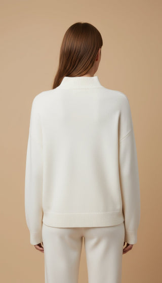 Pantalone - Pantalone in maglia coulisse - Panna - vevi.it