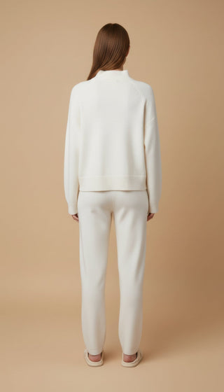 Pantalone - Pantalone in maglia coulisse - Panna - vevi.it