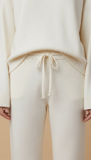 Pantalone - Pantalone in maglia coulisse - Panna - vevi.it