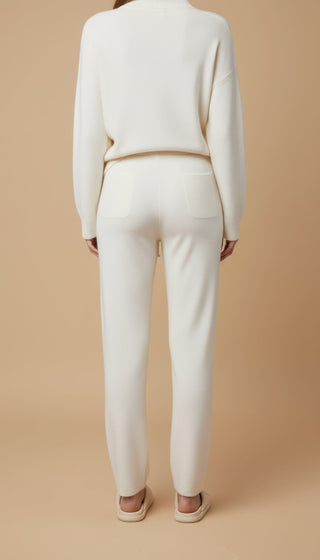 Pantalone - Pantalone in maglia coulisse - Panna - vevi.it