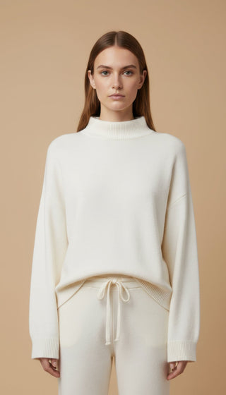 Pantalone - Pantalone in maglia coulisse - Panna - vevi.it