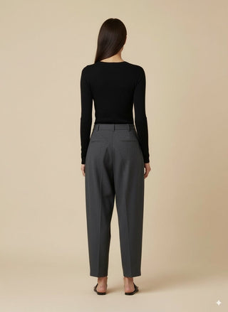 Pantalone - Pantalone largo con pences - Grigio scuro melange - vevi.it