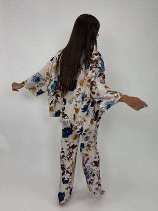 Pantalone - Pantalone palazzo fantasia GFE7300-3 - Crema - VEVI