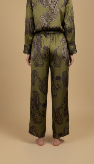 Pantalone - Pantalone palazzo fantasia paisley viscosa - Olio - vevi.it