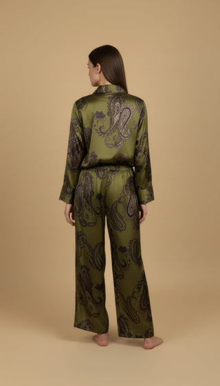 Pantalone - Pantalone palazzo fantasia paisley viscosa - Olio - vevi.it