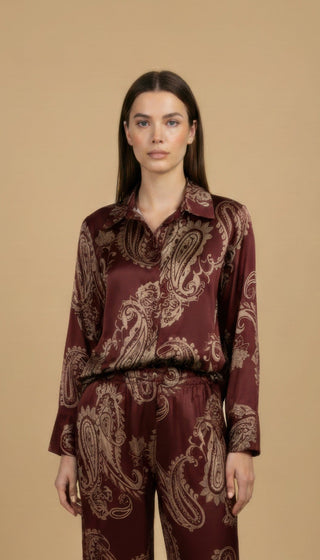 Pantalone - Pantalone palazzo fantasia paisley viscosa - Olio - vevi.it