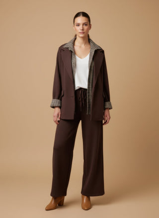 Pantalone - Pantalone palazzo felpa - Marrone - vevi.it