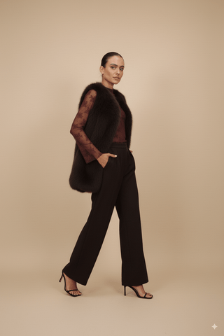 Pantalone - Pantalone palazzo fluido elastico dietro - Bordeaux - vevi.it