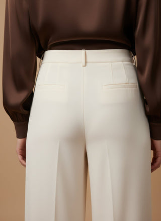 Pantalone - Pantalone palazzo fluido elastico dietro - Burro - vevi.it
