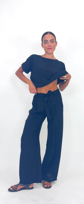 Pantalone - Pantalone palazzo fusciacca LUE531113 - Nero - VEVI