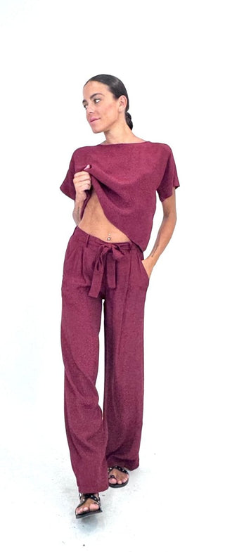 Pantalone - Pantalone palazzo fusciacca LUE531113 - Rosso india - VEVI
