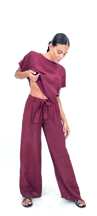 Pantalone - Pantalone palazzo fusciacca LUE531113 - Rosso india - VEVI