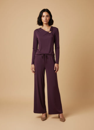 Pantalone - Pantalone palazzo laccio - Burgundy - vevi.it