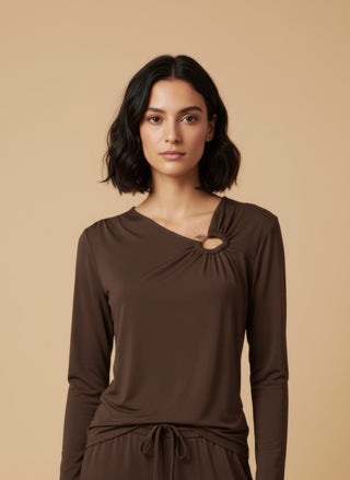 Pantalone - Pantalone palazzo laccio - Marrone - vevi.it