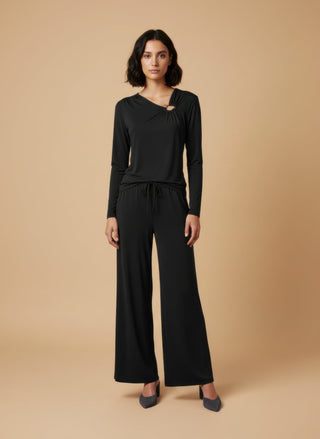 Pantalone - Pantalone palazzo laccio - Nero - vevi.it