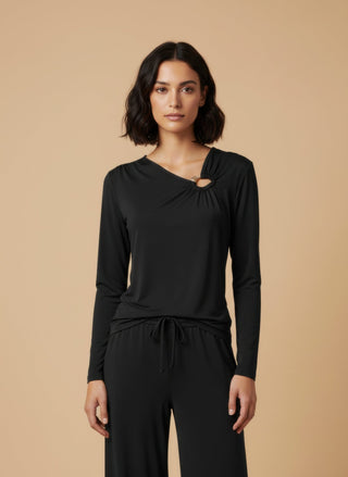 Pantalone - Pantalone palazzo laccio - Nero - vevi.it