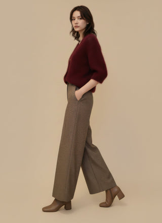 Pantalone - Pantalone palazzo micro pied de poule - Cammello - vevi.it