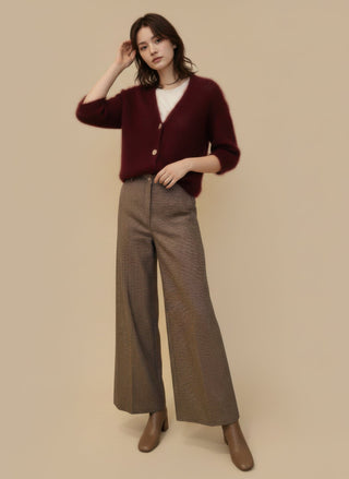 Pantalone - Pantalone palazzo micro pied de poule - Cammello - vevi.it