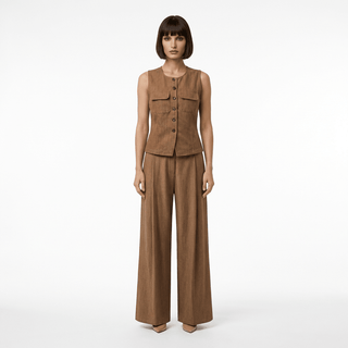 Pantalone - Pantalone palazzo pince LUE56511 - Tabacco - VEVI