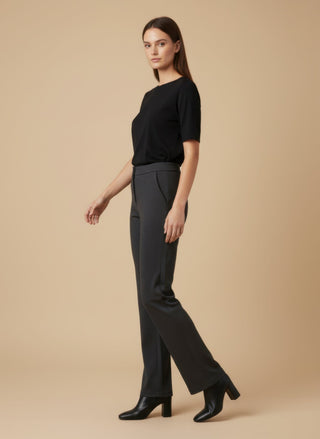 Pantalone - Pantalone palazzo punto milano - Grigio scuro melange - vevi.it