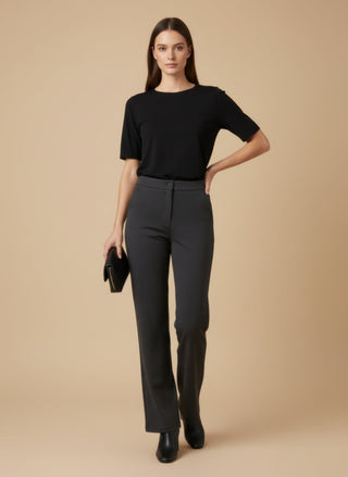 Pantalone - Pantalone palazzo punto milano - Grigio scuro melange - vevi.it